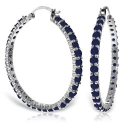 14K White Gold 6.0ct Round Sapphire Hoop Earring