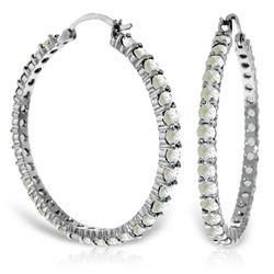 14k White Gold 6.0ct Aquamarine Hoop Earrings