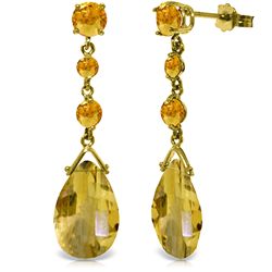 14k Yellow Gold Citrine Drop Dangle Earrings
