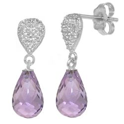 Amethyst with Diamond Drop Earrings in 14k White Gold