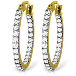 14k Solid Gold 0.75ct Diamond Hoop Earrings