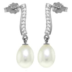14k Freshwater Pearl with Diamond Earrings