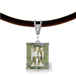 14K White Gold 6.5ct Green Amethyst & Diam.Necklace