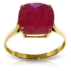 14k Yellow Gold 6.75ct Cushion Ruby Ring