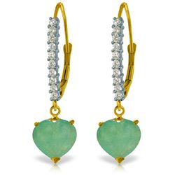 14k YG 2.40ct Heart Emerald & Diamond Earrings