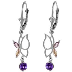 14k White Gold Amethyst Butterfly Earrings