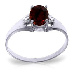 14K White Gold .75ct Oval Garnet & Diaomnd Ring