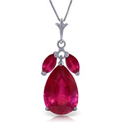 14K White Gold 5.0ct and .50ct Rubies Necklace