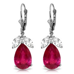 14k WG 10.0ct Ruby & 1.0ct White Topaz Earrings