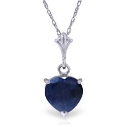 14k White Gold 1.55ct Heart Sapphire Necklace