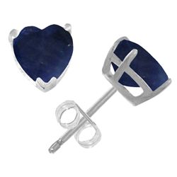 14k White Gold 3.10ct Sapphire Heart Stud Earrings