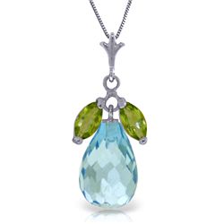 14k Gold 6.70ct Blue Topaz and Peridot Necklace