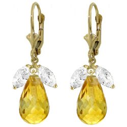 14k YG White Topaz & Citrine Dangle Earrings
