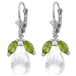 14k WG Peridot & White Topaz Dangle Earrings