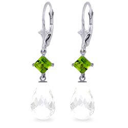 14K White Gold 10.0ct White Topaz & Peridot Earring