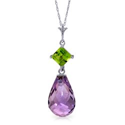 14k White Gold 5.0ct Amethyst and Peridot Necklace