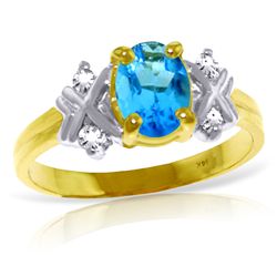 14k YG 0.85ct Blue Topaz & Diamond Ring