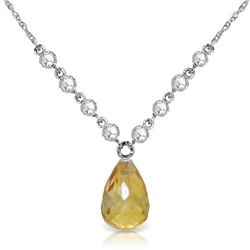 14K White Gold 10.50ct Citrine & Diamonds Necklace