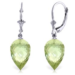 Faceted 19ct Green Amethyst Drop Earrings in 14k Gold