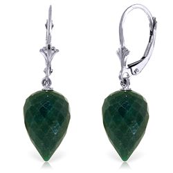 14K White Gold 25.70ct Emerald Leverback Earring