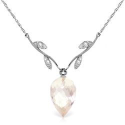 14k WG 12.25ct White Topaz & Diamond Necklace
