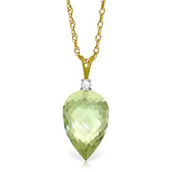 14k YG 9.50ct Green Amethyst & Diamond Necklace