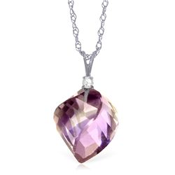 14k Gold 10.75ct Amethyst with Diamond Necklace