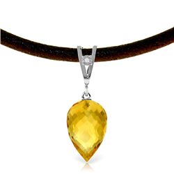 14K White Gold 9.5ct Citrine & Diamond Necklace