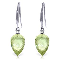 14k WG 19.0ct Green Amethyst & Diamond Earrings