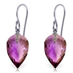 14k White Gold 19.0ct Briolette Amethyst Earrings