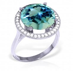 14K White Gold 7.8ct Blue Topaz & Diamond Ring