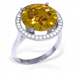 14K White Gold 6.0ct Citrine & Diamond Ring