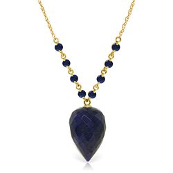 14k Solid Gold Briolette Sapphire Necklace