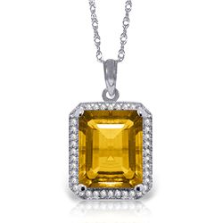14k Solid Gold 5.20ct Citrine & Diamond Necklace