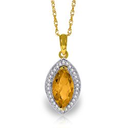 14k Solid Gold 1.65ct Citrine & Diamond Necklace