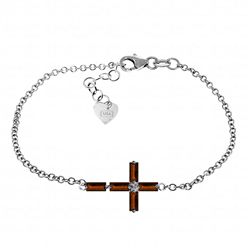1.15ct 14k White Gold Horizontal Cross Garnet Bracelet