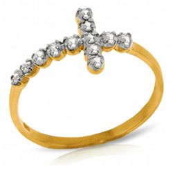 Diamond Cross Ring in 14k Yellow Gold