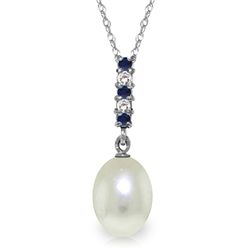 14k Gold Sapphire, Diamond and Pearl Necklace