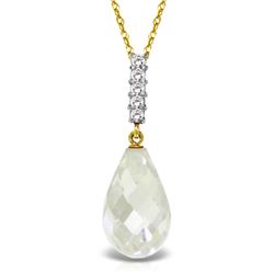 14k Gold 7.10ct White Topaz with Diamond Necklace