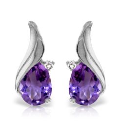 14K WG DIAMOND & 3.10ct AMETHYST STUD EARRING