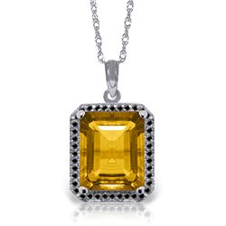 14K White Gold 5.20ct Citrine & Black Diamond Necklace