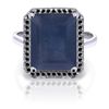 Image 1 : 14K White Gold 6.40ct Sapphire & Black Diamond Ring