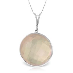 14K White Gold Necklace with 17.00ct Rose Quartz