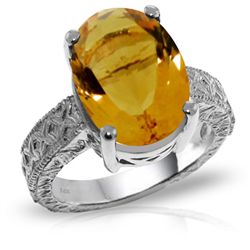 14K White Gold 6.50ct Oval Citrine Ring
