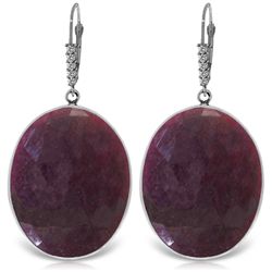 14K White Gold 39.0ct Ruby & Diamond Earring