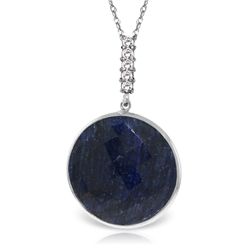 14K White Gold 23.0ct Sapphire & .08ct Diaomond Necklace