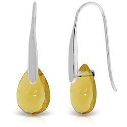 14K White Gold 6.0ct Citrine Fish Hook Earring
