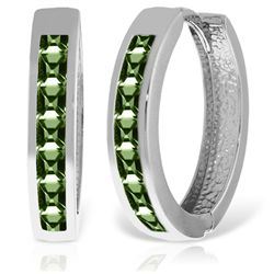 14K White Gold 1.85ct Green Sapphire Huggie Earring
