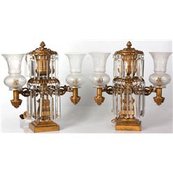 Pr. Brass 2 Arm Argand Lamps