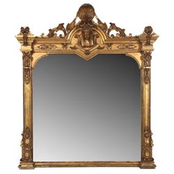 Lg. Gilded Over Mantle Mirror